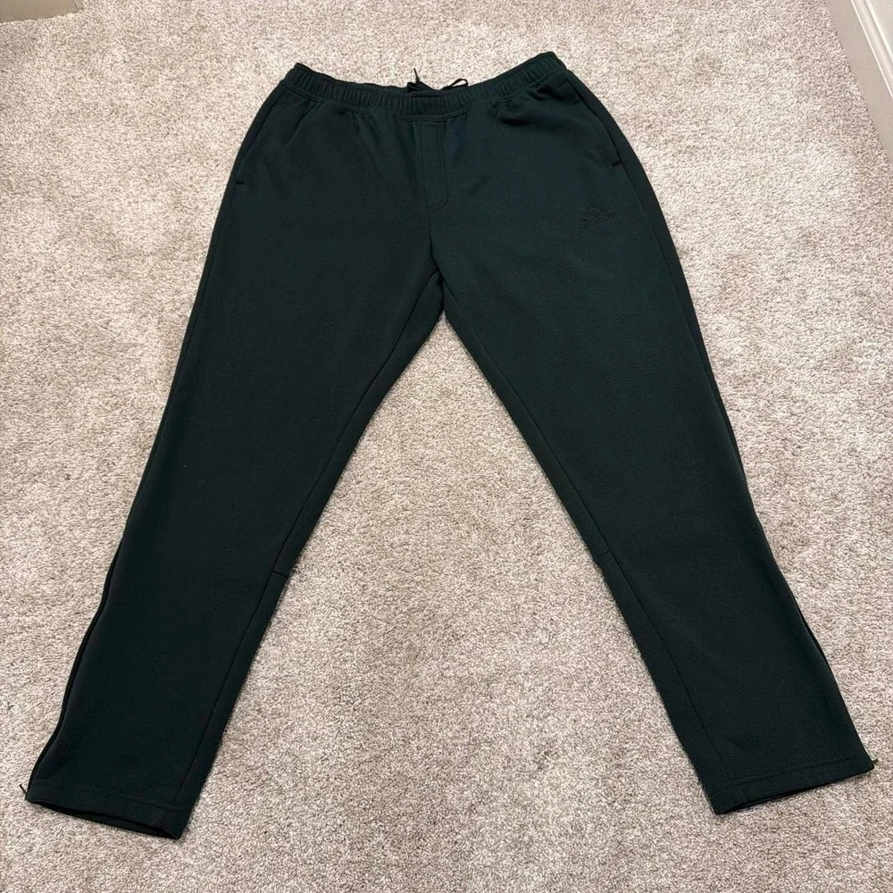 Adidas Zip Leg Track Pants | Dark Green | XL